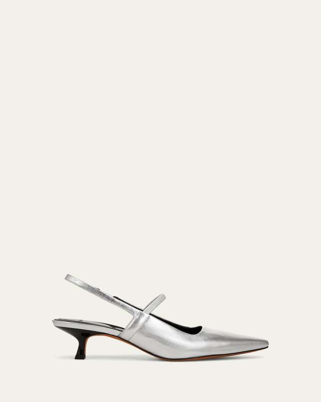 Metallic Slingback Ballerina Pumps